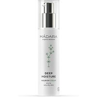 White Madara Deep Moisture Cream bottle with silver pump and green floral design, 50 ml for dry skin.