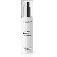 White Madara Total Renewal Night Cream bottle with silver pump, labeled for mature skin, 50 ml size.