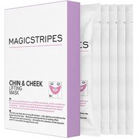 Magic Stripes Chin & Cheek Lifting Mask multipack, purple box with five white mask packets, suitable for all skin types.