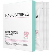 Magic Stripes Deep Detox Tightening Mask multipack with turquoise edge, includes three white sachets for all skin types.
