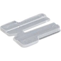 Clear plastic Makita anti-splinter guard for jigsaws, rectangular shape with two slots and rounded edges.
