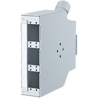 Gray METZ CONNECT patch panel with multiple ports, metal casing, and a top cable entry point.