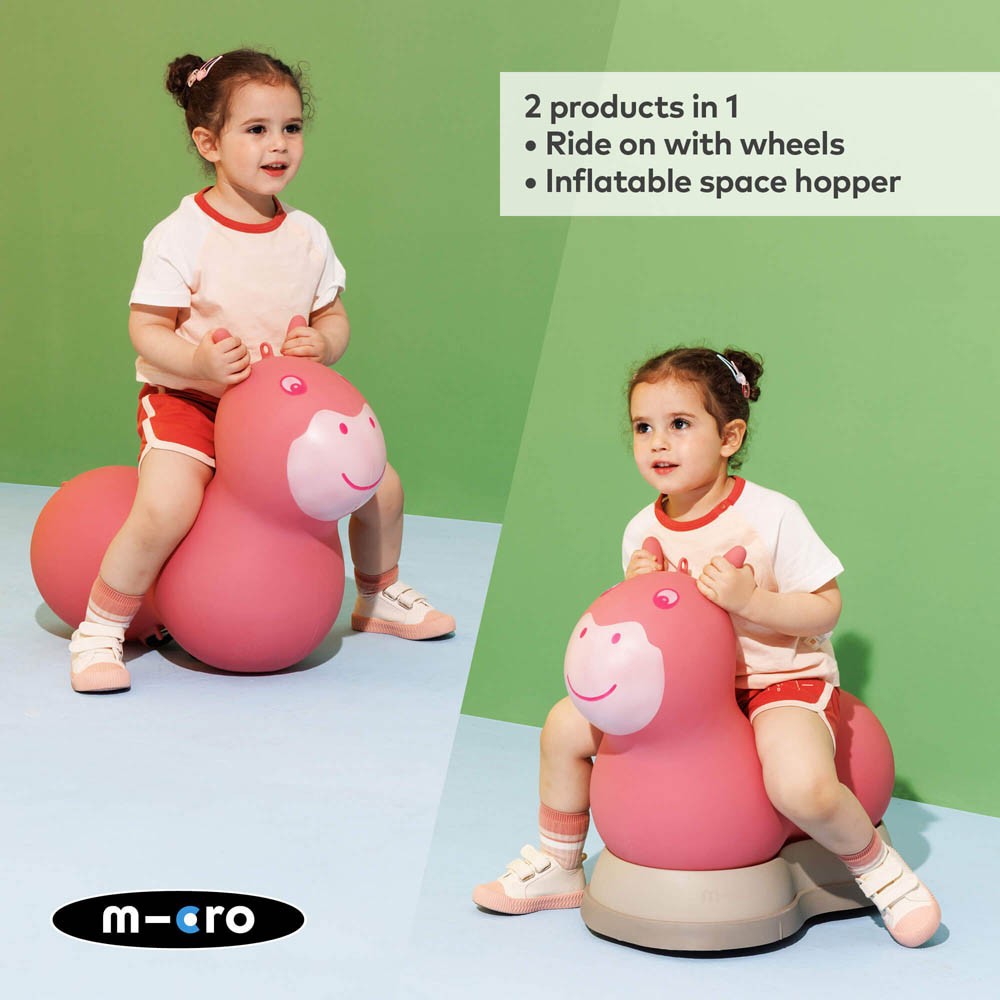 Micro 2in1 Inflatable Space Hopper Ride On Pink - image 3