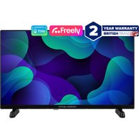 Mitchell & Brown 32" HD Smart TV with black frame, colorful abstract screen, and two-year warranty badge.