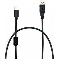 Black USB to USB-C charging cable with ferrite bead and durable connectors.