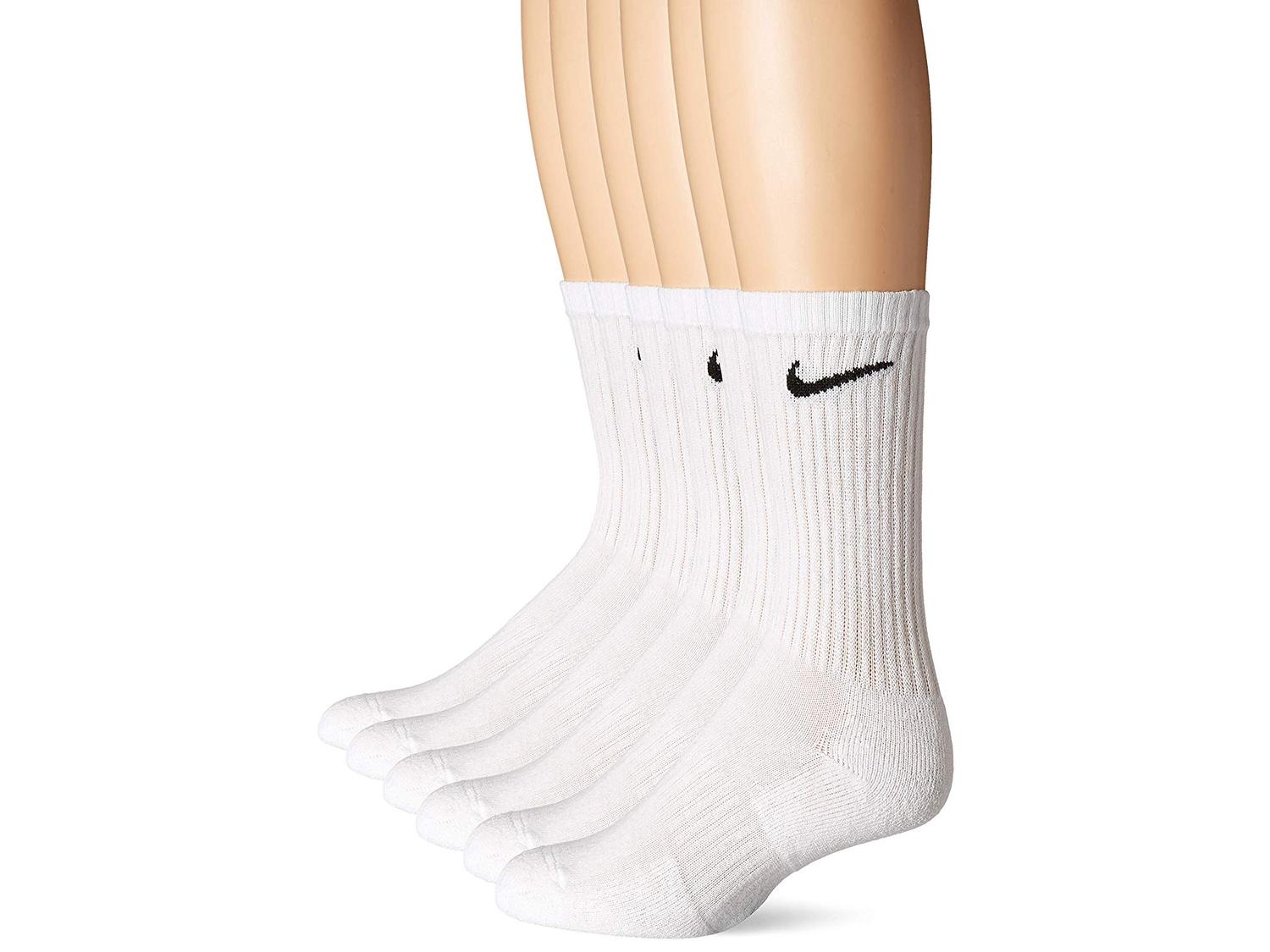 NIKE Nike Men's 6 Pack Large Everyday Cushioned Crew Socks (White/Black) - Size 0.0 OT