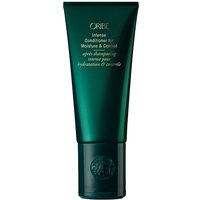 Green Oribe conditioner tube with black cap, gold text, 200 ml, for weak, brittle hair moisture and control.