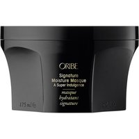 Black Oribe Signature Moisture Masque jar, 175 ml, with gold lettering for dry, dyed, and bleached hair treatment.