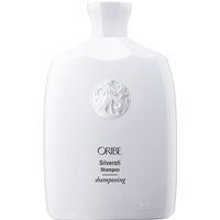 White Oribe Silverati Shampoo bottle, 198 ml, with embossed logo and black text for nourishing white hair.