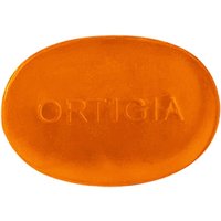 Amber oval Ortigia Ambra Nera glycerine soap with embossed logo, 40 g.