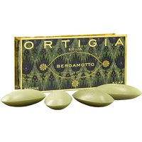 Ortigia Bergamotto olive oil soap kit with four oval green soaps and decorative box.