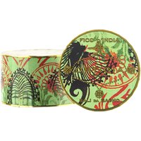 Ortigia Fico d'India Bath Salts 500g in a round, green, and gold ornate container with botanical design.