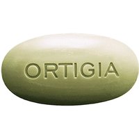 Green oval Ortigia Fico d'India olive soap bar with embossed brand name.