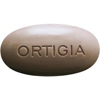 Oval-shaped brown soap with "ORTIGIA" embossed, 40g size, for cleansing hands.
