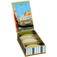 Ortigia Venezia soap box multipack with colorful Venice-themed packaging and three oval soaps inside.