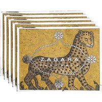 Ortigia Zagara drawer sachets with leopard design on gold background, set of six.