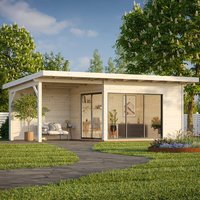 Palmako Andrea 3.9m x 3m Contemporary Log Cabin with Gazebo Sliding Doors (44mm) - image 2