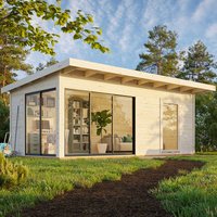 Palmako Andrea 5.95m x 3m Double Glazed Contemporary Log Cabin Sliding Doors Plus (44mm) - image 2