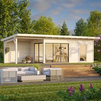 Palmako Andrea 5.95m x 3m Double Glazed Contemporary Log Cabin with Gazebo Sliding Doors Plus (44mm) - image 2