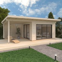 Palmako Grace 4m x 3m Double Glazed Pent Log Cabin with Gazebo Sliding Doors Plus (56mm) - image 2