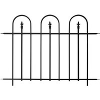 Black metal fence panel with triple arch design and vertical bars, measuring 4' x 3'.