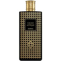 Black Perris perfume bottle with gold geometric pattern and gold cap, labeled "Cacao Azteque" in the center.