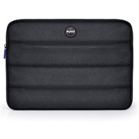 Black Port Designs Portland Sleeve, 15.6-inch, with quilted texture and logo patch on front.