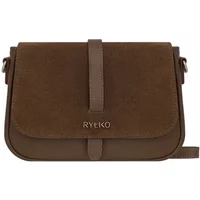 Brown leather and suede Ryłko handbag with flap closure and adjustable strap.