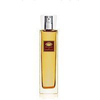 Tall rectangular glass bottle with amber liquid, silver spray top, and brown label, "Profumo di Campiglio" branding.