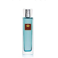 Clear glass bottle with silver spray nozzle, blue liquid, and brown label for Profumo di Campiglio Fougère Diffuser.