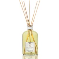 Clear glass bottle with yellow liquid, wooden reeds, and Salentum label for Fico e Arancio Citrus Diffuser 250 ml.