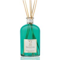 Teal glass bottle Salentum marine diffuser with wooden reeds and silver cap, 500 ml.