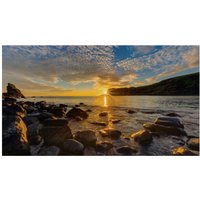 Samsung IF025R LED Indoor display showing a vibrant sunset over a rocky shoreline with vivid colors and sharp details.