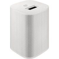 White Samsung projector with a sleek, rectangular design and touch interaction panel on top.