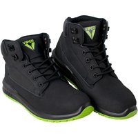 Black Scan JC-P925 Viper safety boots with green soles, lace-up design, and ankle support, size UK 8 EUR 42.