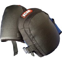 Black Scan Professional Kneepads with red logo, adjustable straps, and padded design for comfort and protection.