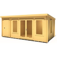 Shire Elm 5.1m x 3m Log Cabin with Side Shed (19mm) - image 2