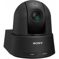 Black Sony SRG-A12 camera with rounded design, 8.5 MP lens, 4K resolution, and sleek matte finish.