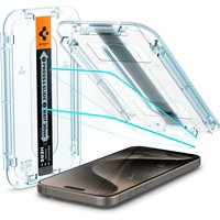 Clear Spigen AGL06872 mobile screen and back protector with installation tray and alignment tool.