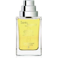 Clear glass bottle with silver cap, containing yellow Santo Incienso Eau de Parfum by The Different Company, 100 ml.
