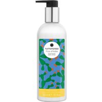 White bottle of Tuttotondo Fico d'India Body Lotion, 300 ml, with cactus design and black pump dispenser.