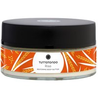 Tuttotondo Riso Restoring Body Butter in a round jar with black lid and orange rice-themed label.