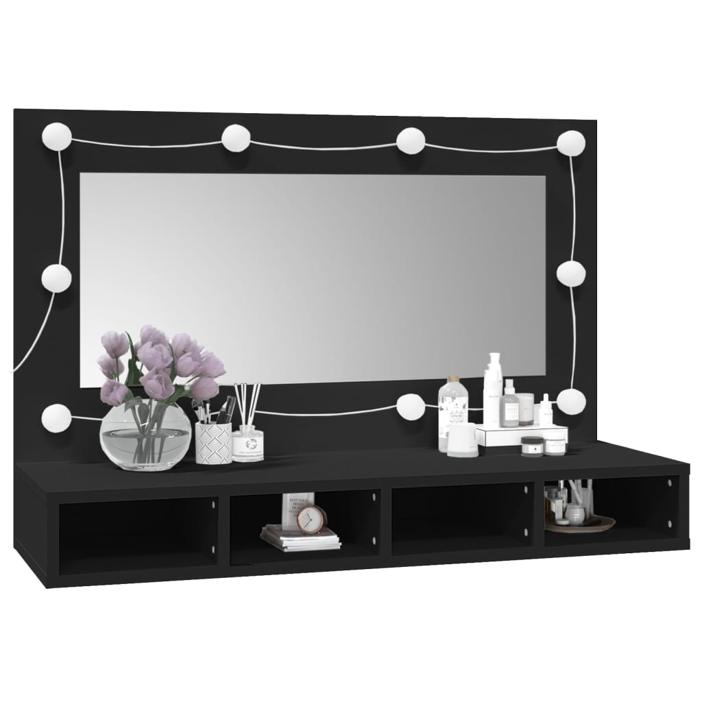 vidaXL 4 Shelf LED Mirror Black Cabinet - image 4