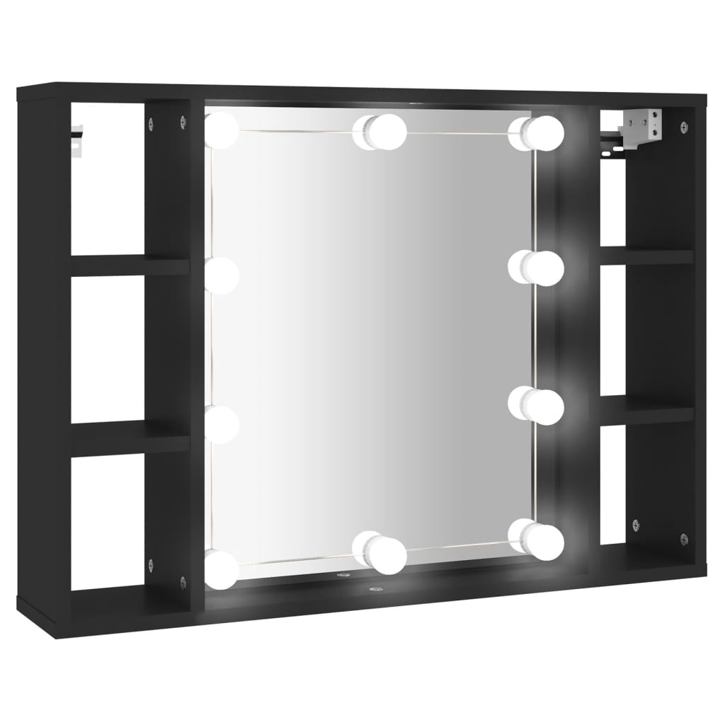 vidaXL 6 Shelf Black LED Mirror Cabinet - image 2