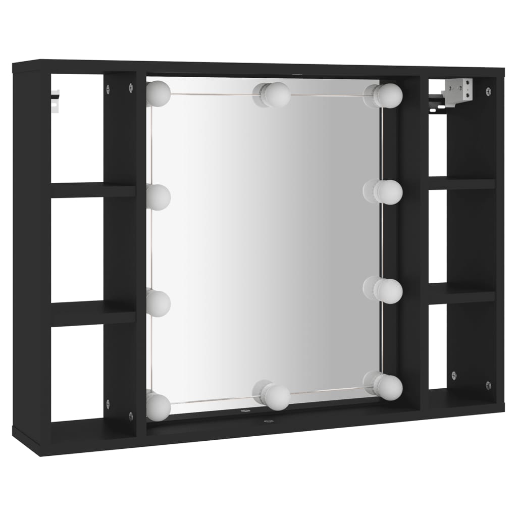 vidaXL 6 Shelf Black LED Mirror Cabinet - image 3