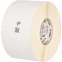 White Zebra 8000T All-Temp self-adhesive printer label roll with visible branding and barcode.