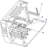 Zebra P1037974-027 printer kit, detailed diagram with labeled components and mechanical assembly parts.