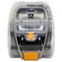 Zebra P1063406-043 printer/scanner part, gray with transparent cover, orange button, and visible internal components.