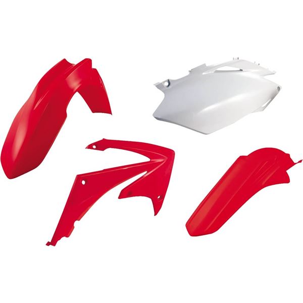 Acerbis Standard Plastics Kit for Honda CRF250X (2004-2018) featuring vibrant red and white plastic components, including fenders and side panels.