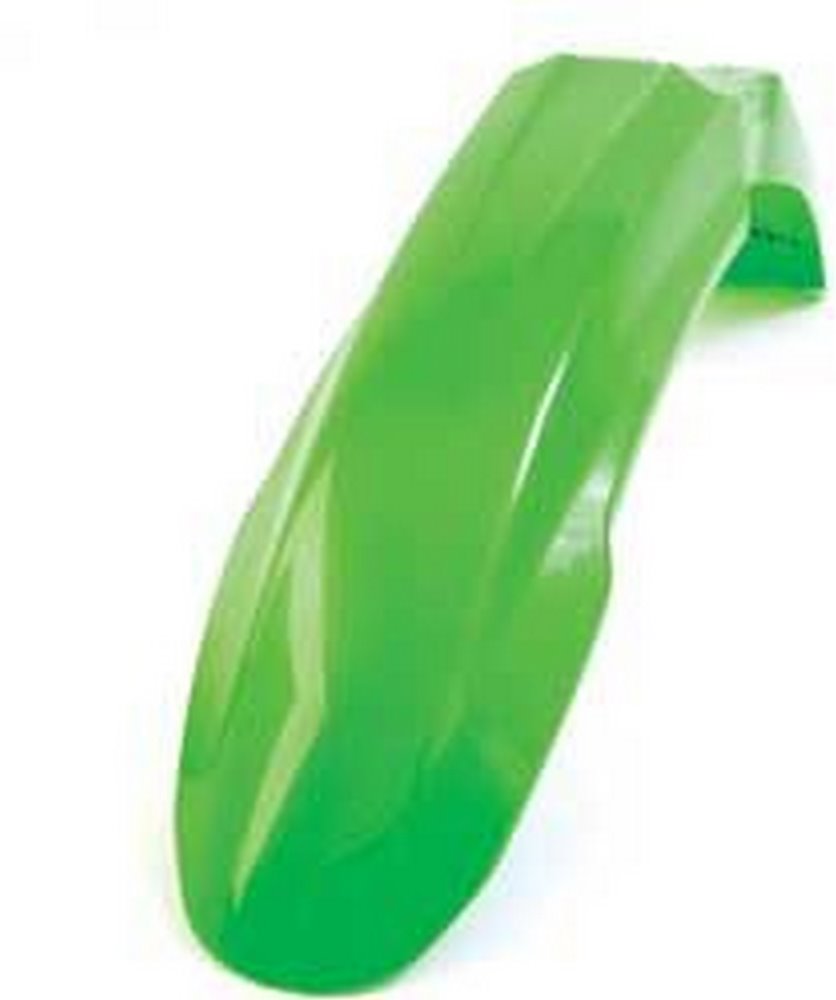 Bright green Acerbis front fender designed for Kawasaki KX65 models from 2000 to 2024, featuring a sleek, aerodynamic shape and durable plastic material.